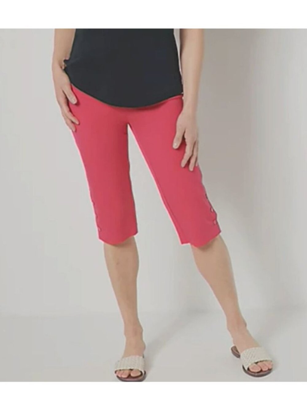Isaac Mizrahi Live Capri Pants Size 8 Tall 24/7 Slim Pedal Pusher Pink Punch NEW
